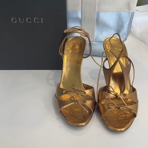 Vintage Gucci Tie Back Heeled Sandals